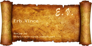 Erb Vince névjegykártya